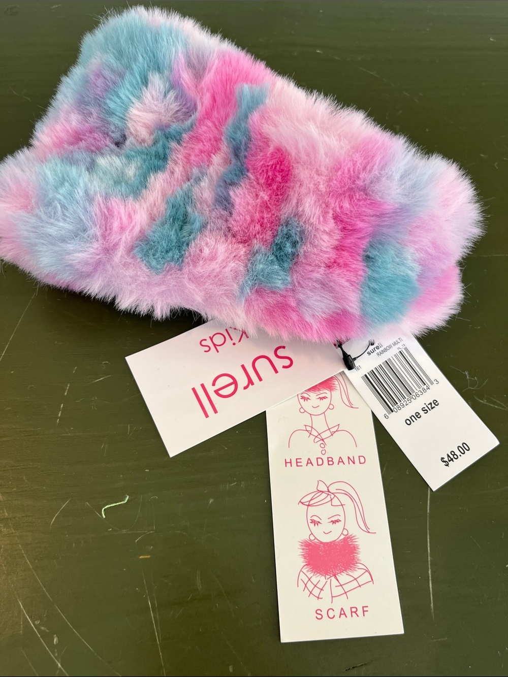 Surell Kids Faux Fur Headband & Scarf Set - Pink, Blue, Lavender